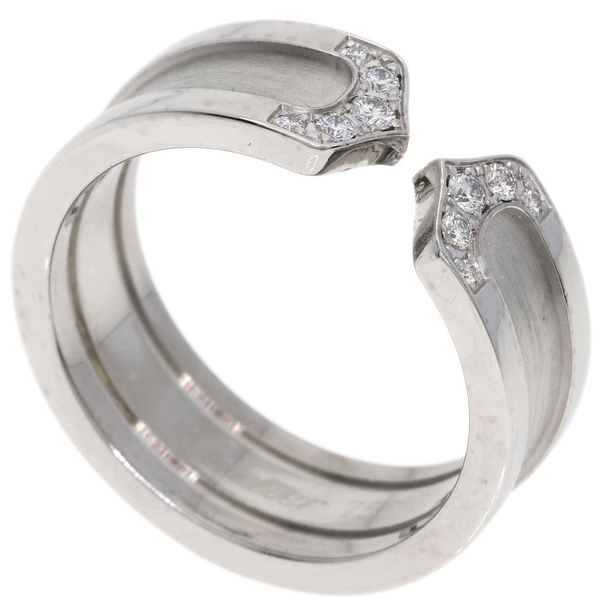 CARTIER C2 Ring SM Diamond #52 Ring K18 White Gold Ladies [Used]