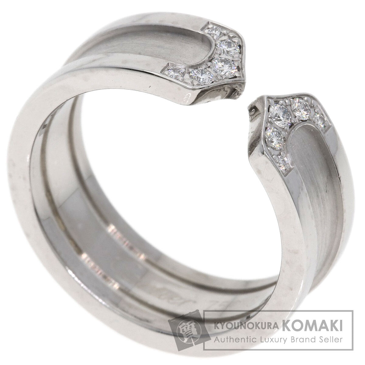 CARTIER C2 Ring SM Diamond #52 Ring K18 White Gold Ladies [Used]