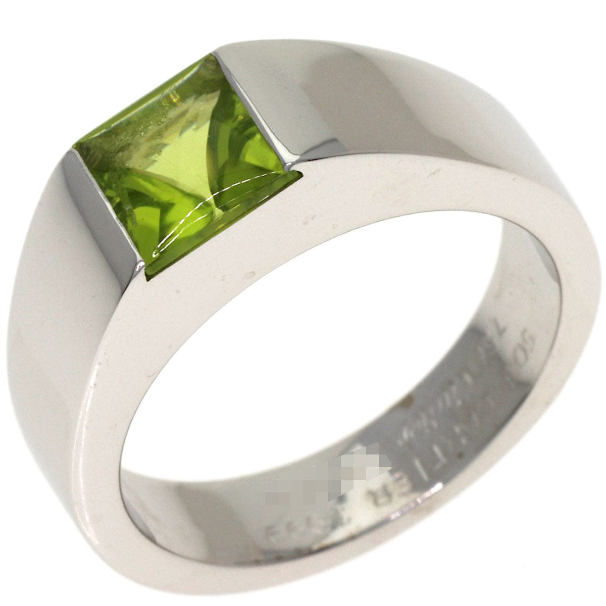 CARTIER Tank ring Peridot # 50 Ring K18 White Gold Ladies [Used]
