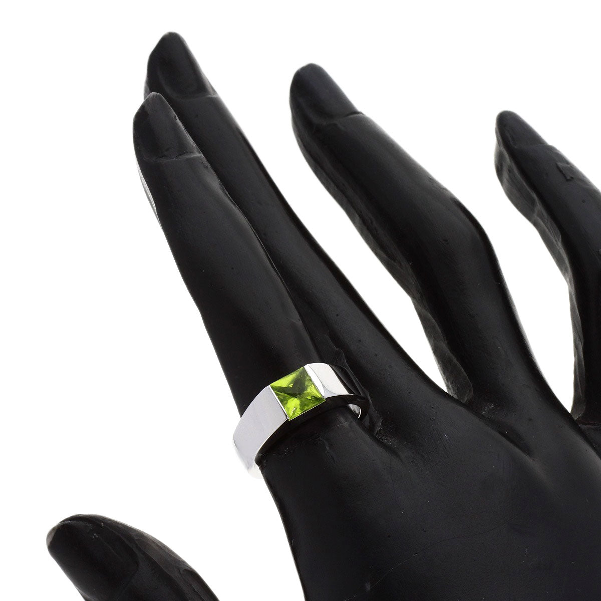 CARTIER Tank ring Peridot # 50 Ring K18 White Gold Ladies [Used]
