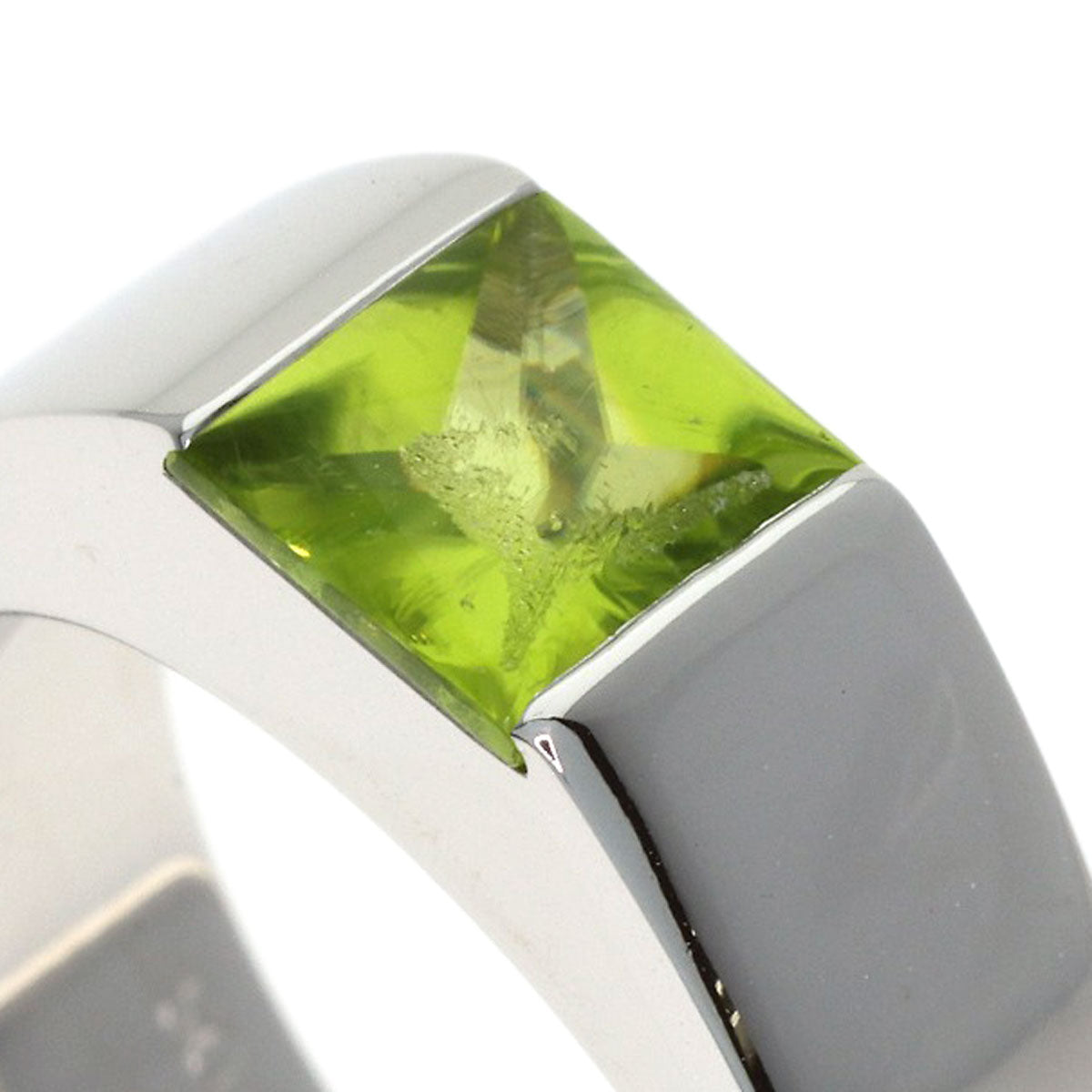 CARTIER Tank ring Peridot # 50 Ring K18 White Gold Ladies [Used]