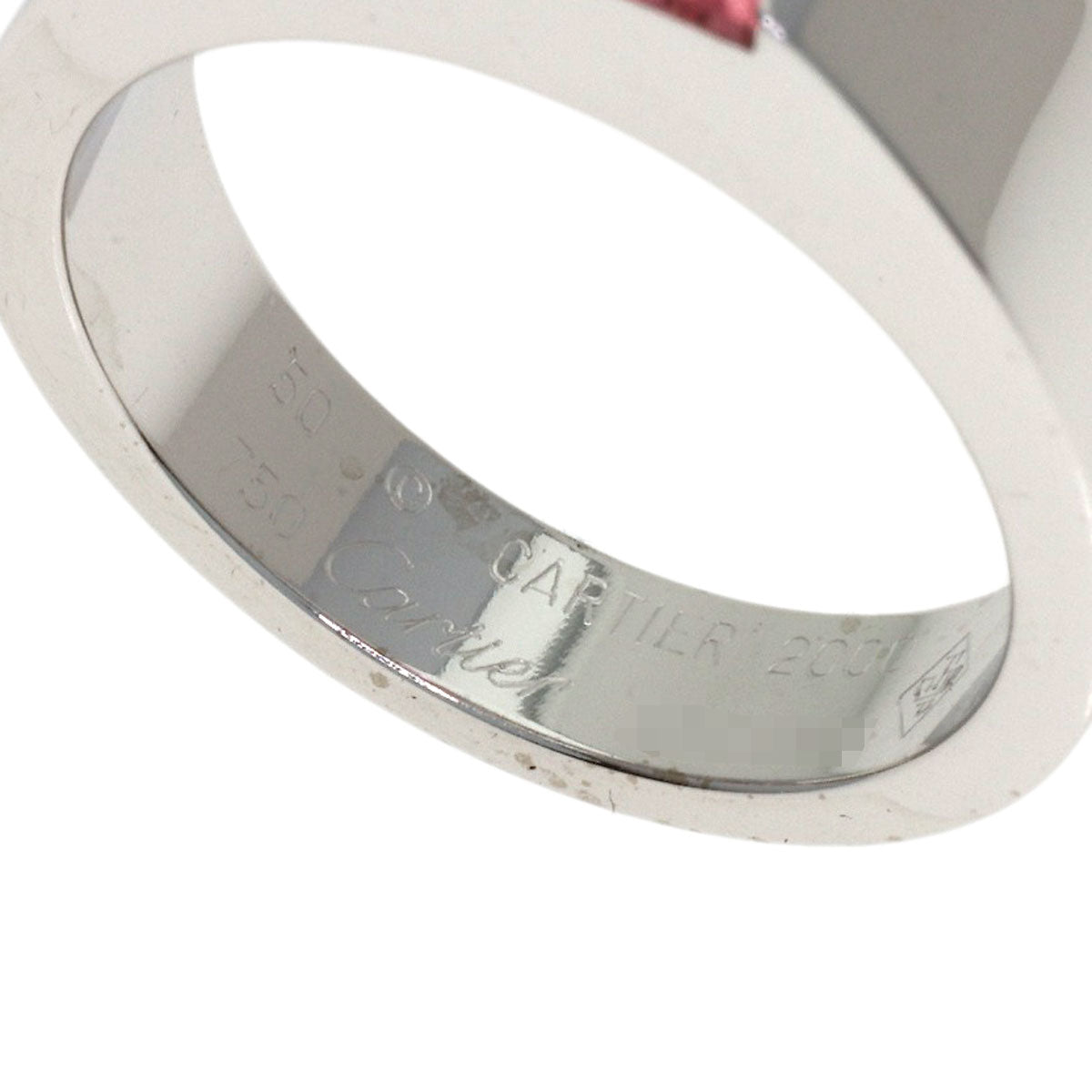 CARTIER Tank Pink Tourmaline #50 Ring K18 White Gold Ladies [Used]
