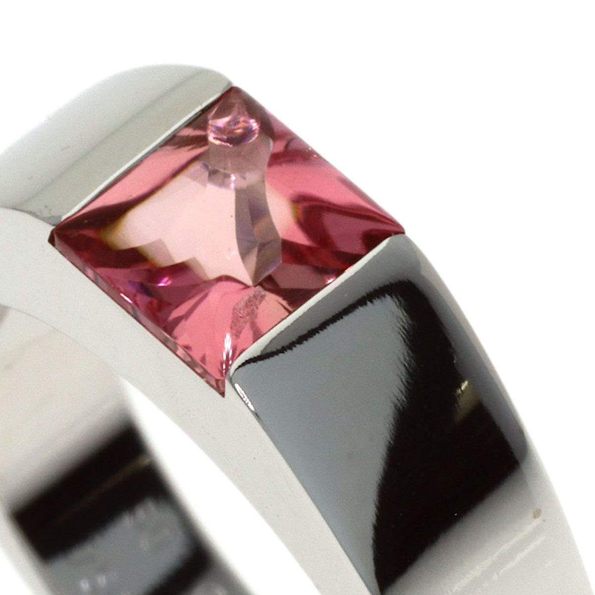 CARTIER Tank Pink Tourmaline #50 Ring K18 White Gold Ladies [Used]