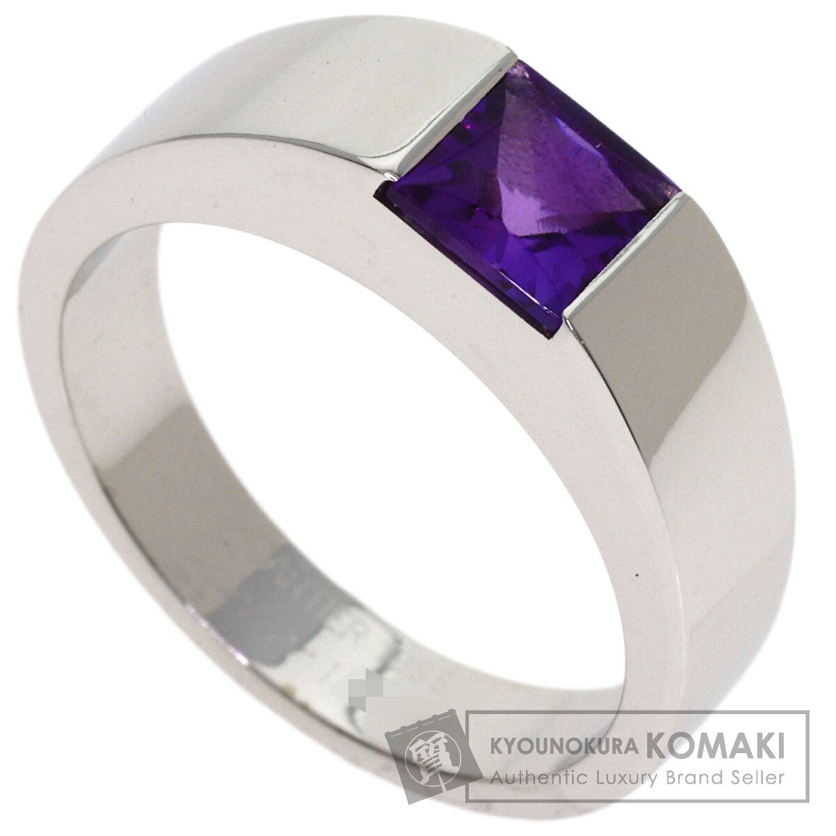 CARTIER Tank ring Amethyst #57 Ring K18 White Gold Ladies [Used]