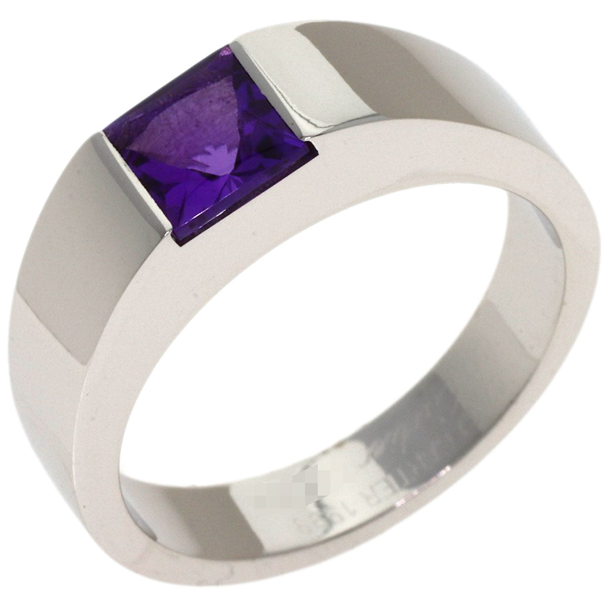 CARTIER Tank ring Amethyst #57 Ring K18 White Gold Ladies [Used]