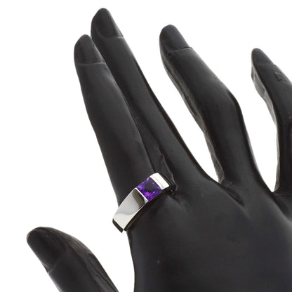 CARTIER Tank ring Amethyst #57 Ring K18 White Gold Ladies [Used]