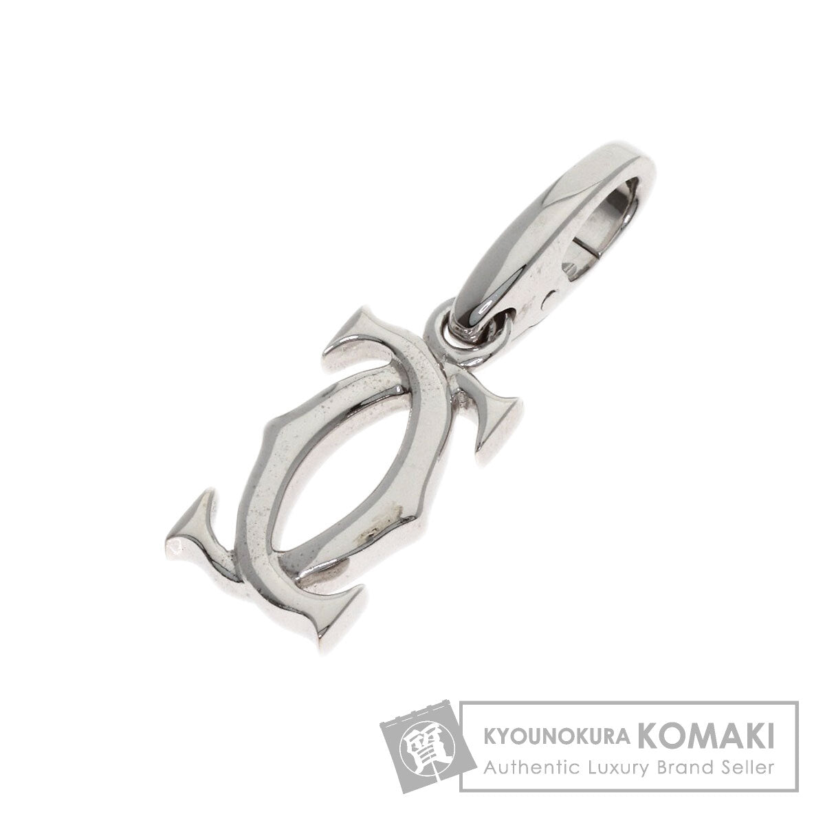 CARTIER 2C charm Pendant top K18 White Gold Ladies [Used]