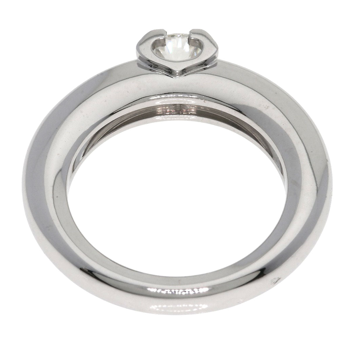 CARTIER C de Cartier Solitaire Diamond #47 Ring K18 White Gold Ladies [Used]