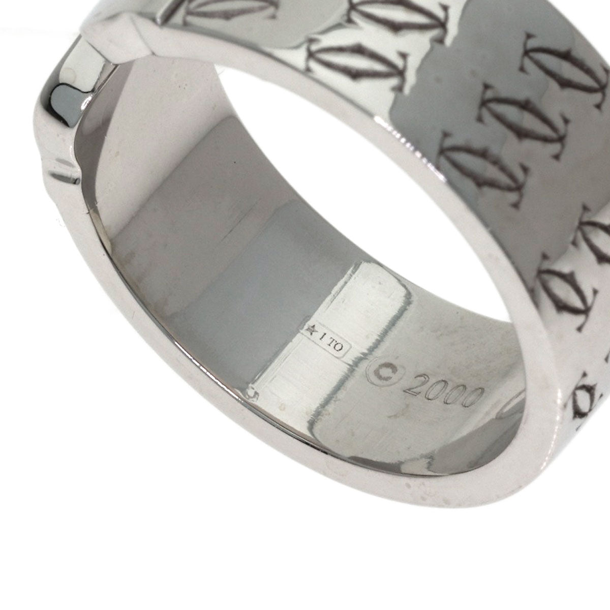CARTIER 2C Ring, 2000 Christmas Limited Edition, #55 Ring K18 White Gold Ladies [Used]