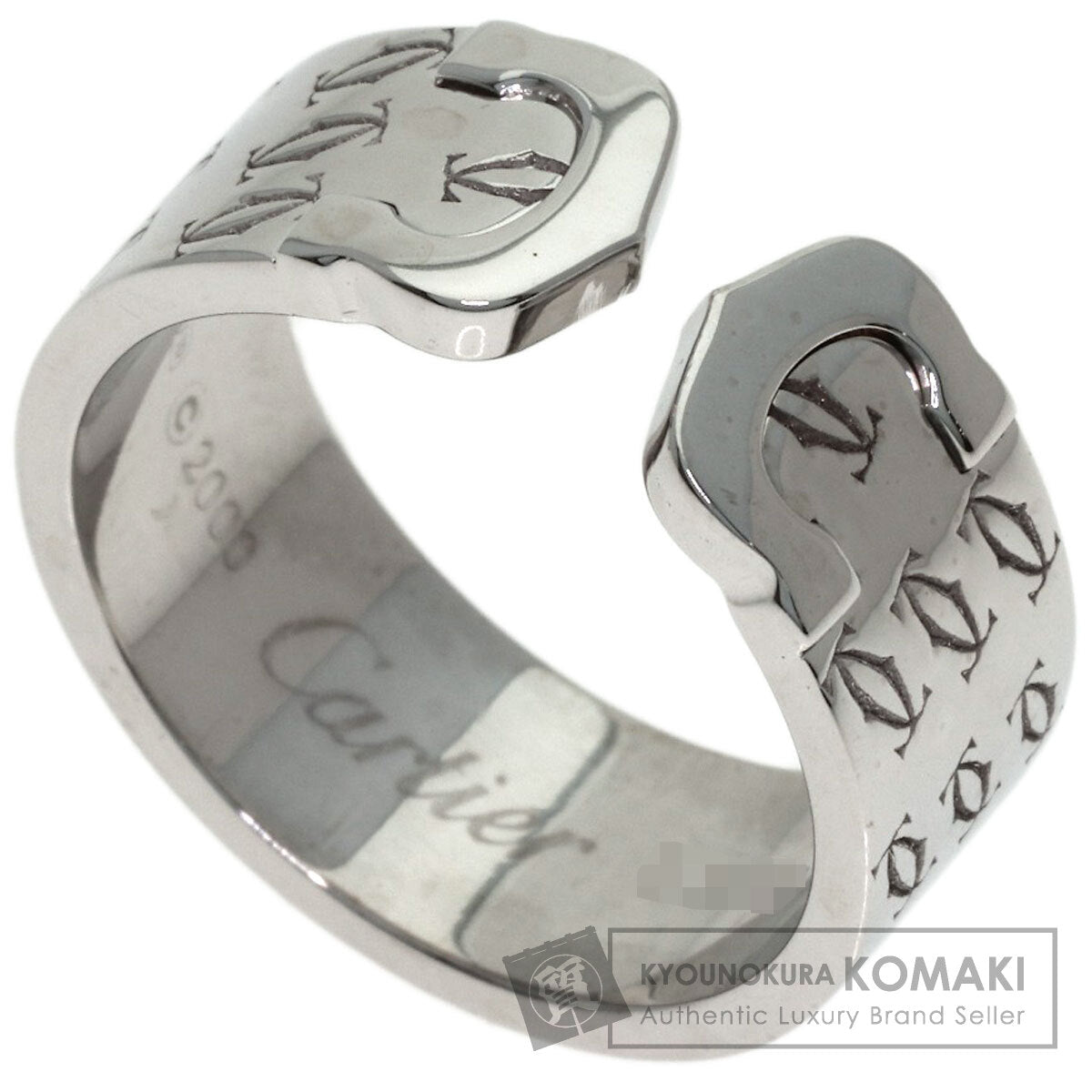 CARTIER 2C Ring, 2000 Christmas Limited Edition, #55 Ring K18 White Gold Ladies [Used]