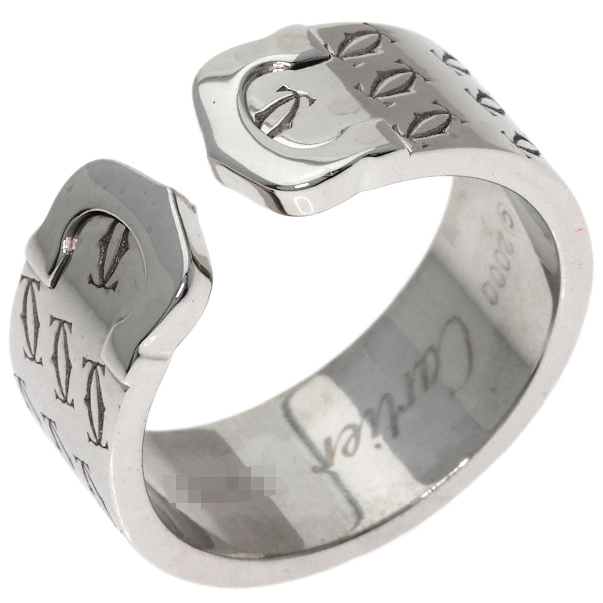 CARTIER 2C Ring, 2000 Christmas Limited Edition, #55 Ring K18 White Gold Ladies [Used]