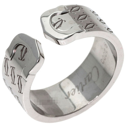 CARTIER 2C Ring, 2000 Christmas Limited Edition, #55 Ring K18 White Gold Ladies [Used]