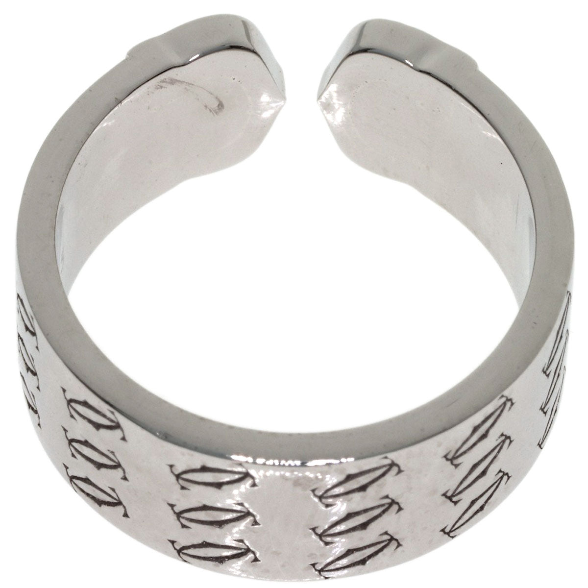 CARTIER 2C Ring, 2000 Christmas Limited Edition, #55 Ring K18 White Gold Ladies [Used]