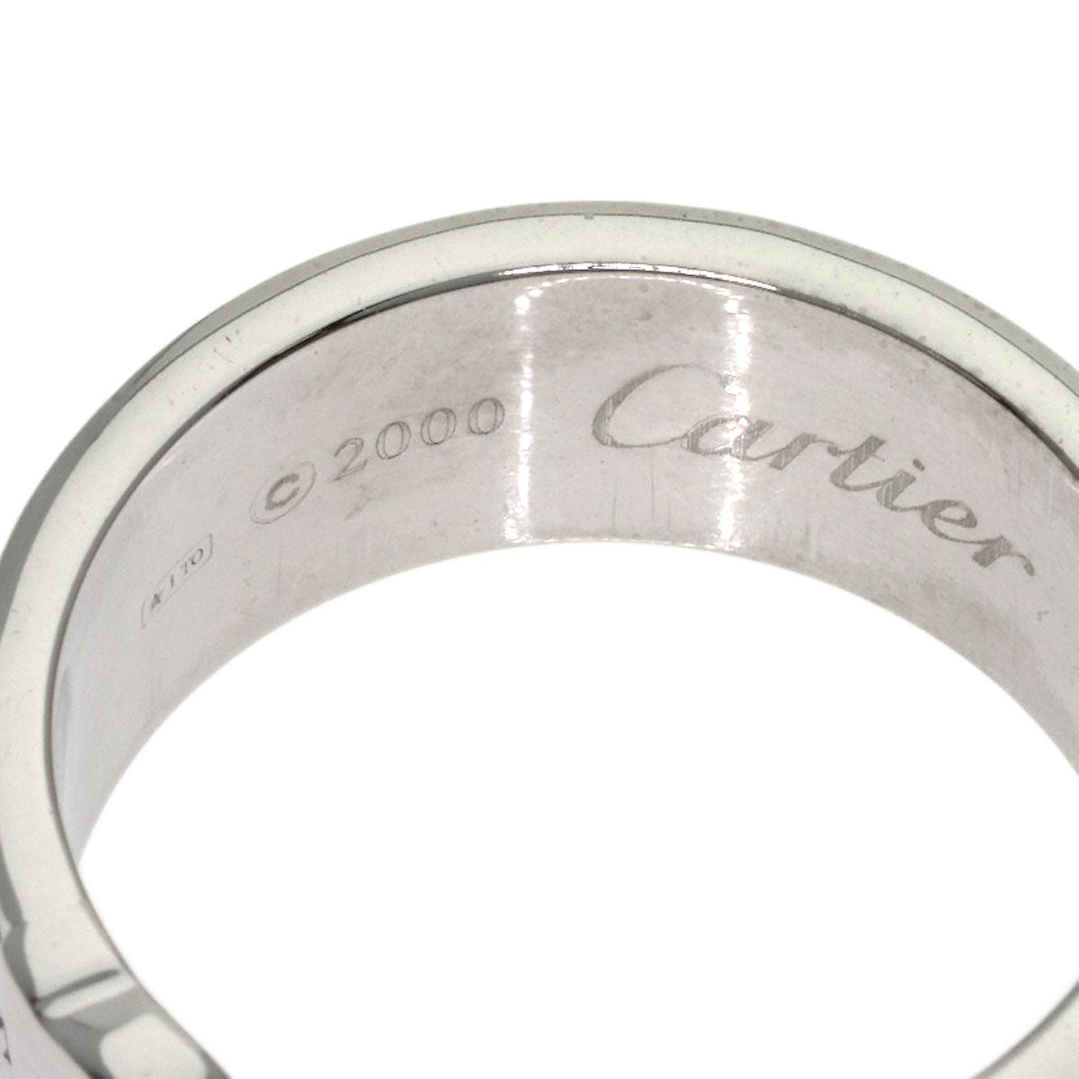 CARTIER 2C Ring, 2000 Christmas Limited Edition, #55 Ring K18 White Gold Ladies [Used]
