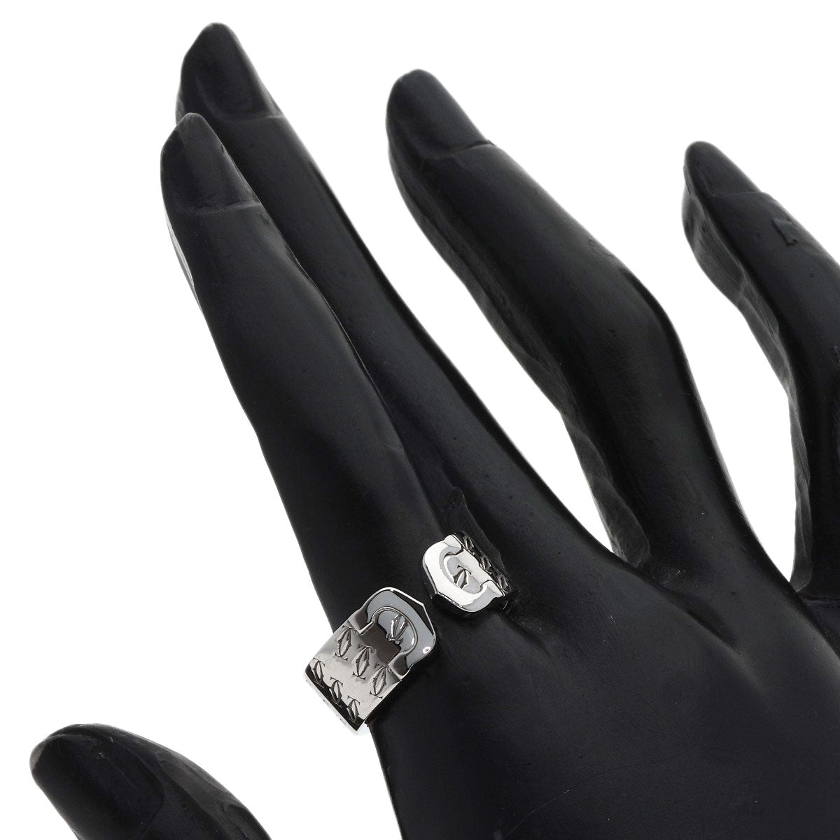 CARTIER 2C Ring, 2000 Christmas Limited Edition, #55 Ring K18 White Gold Ladies [Used]