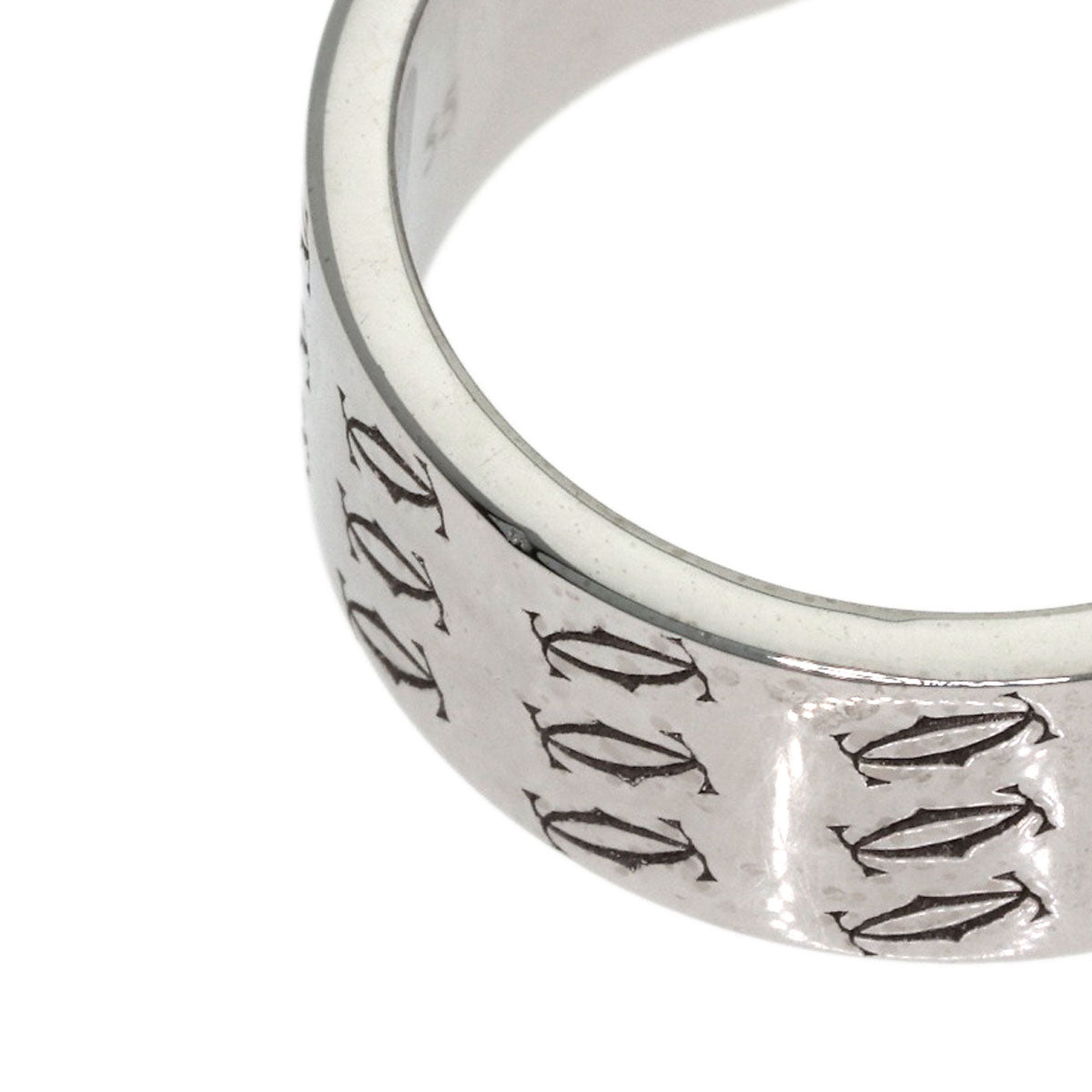CARTIER 2C Ring, 2000 Christmas Limited Edition, #55 Ring K18 White Gold Ladies [Used]