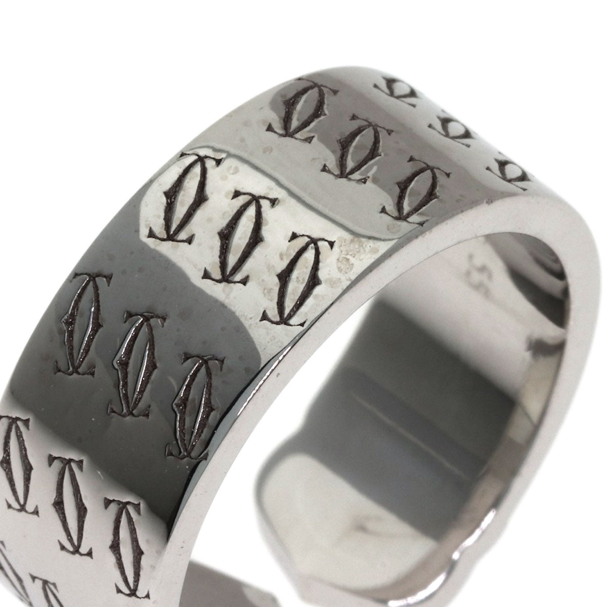 CARTIER 2C Ring, 2000 Christmas Limited Edition, #55 Ring K18 White Gold Ladies [Used]