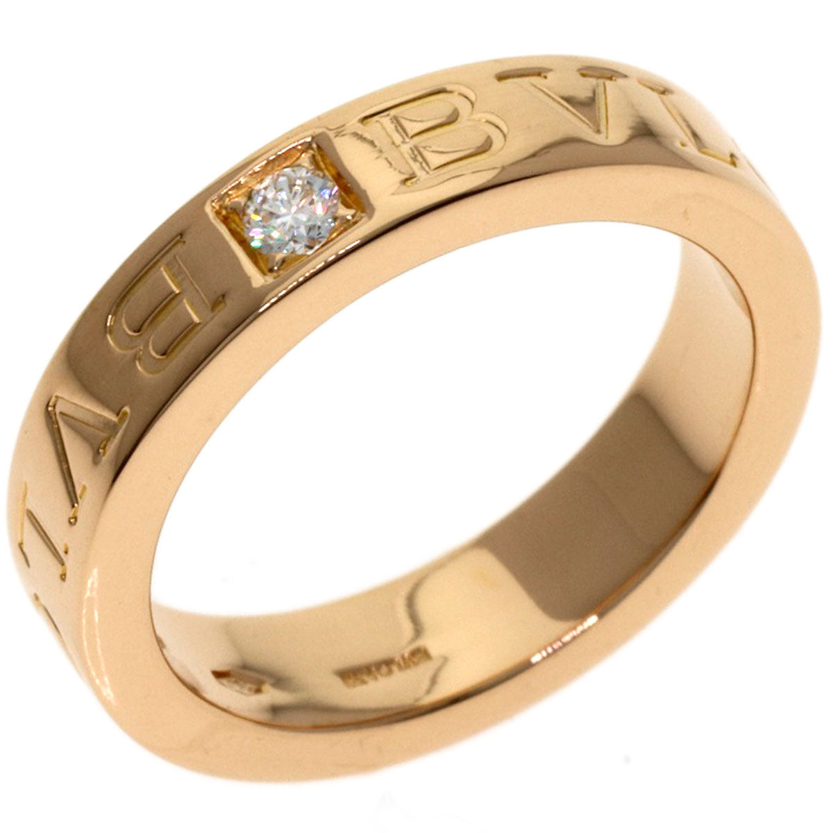 BVLGARI Double logo 1P Diamond Ring K18 Pink Gold Ladies [Used]