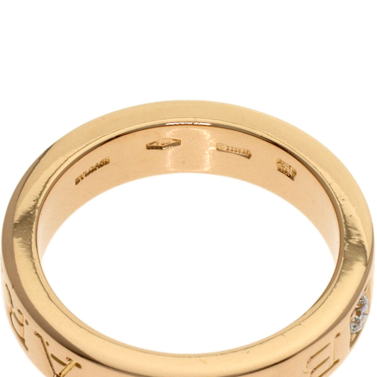BVLGARI Double logo 1P Diamond Ring K18 Pink Gold Ladies [Used]