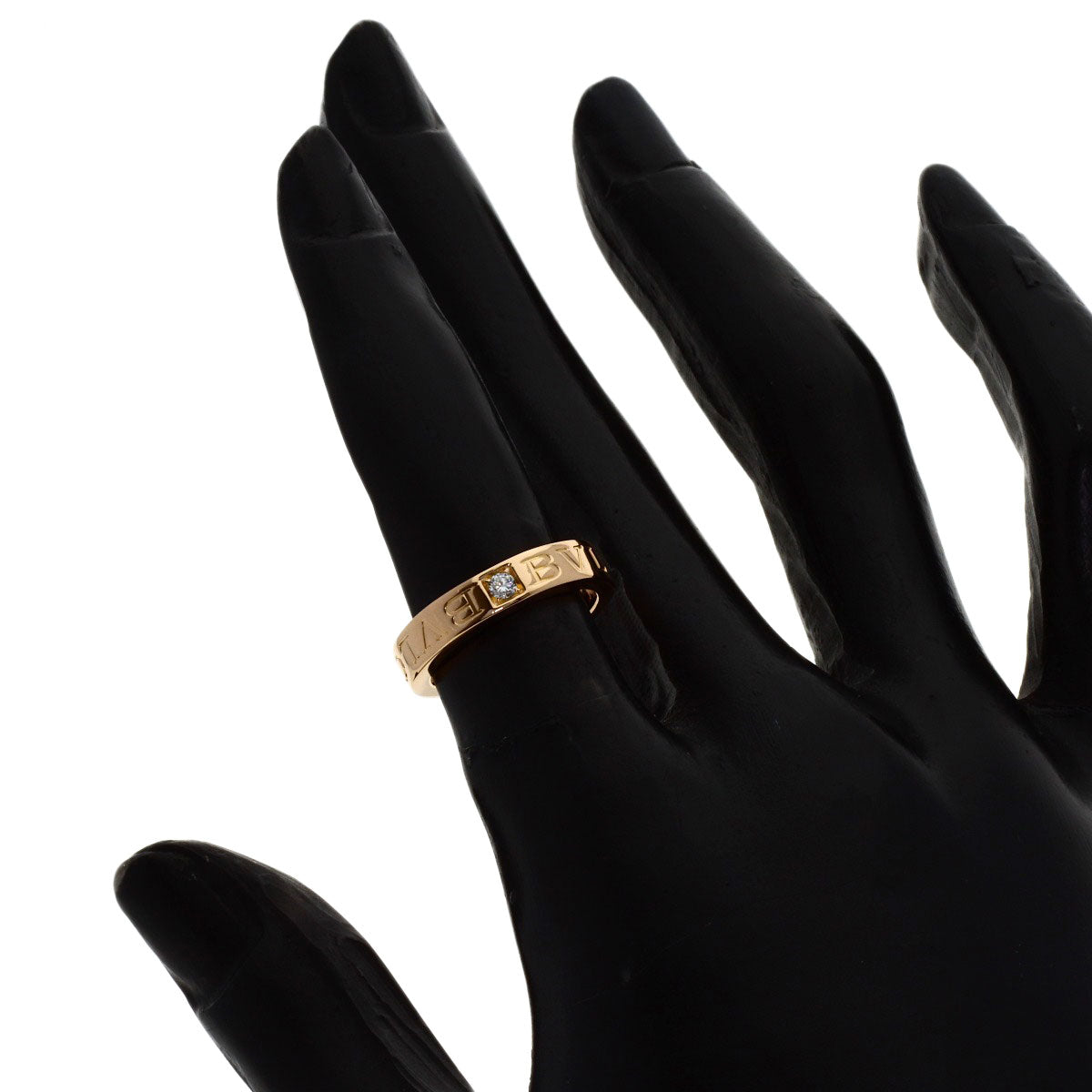 BVLGARI Double logo 1P Diamond Ring K18 Pink Gold Ladies [Used]