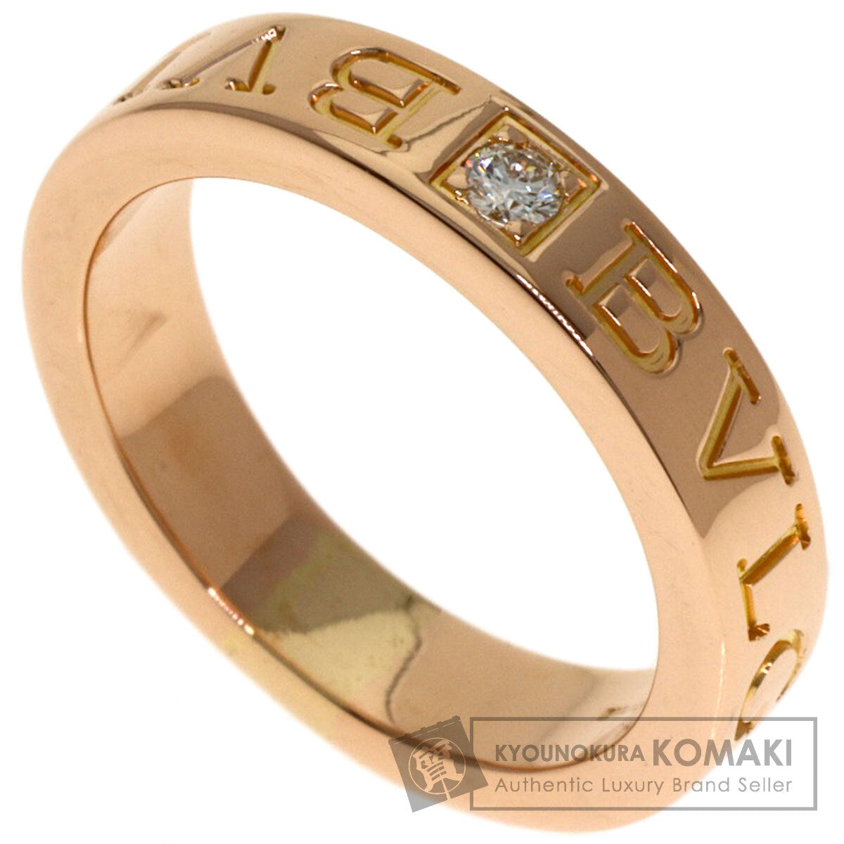 BVLGARI Double logo 1P Diamond Ring K18 Pink Gold Ladies [Used]
