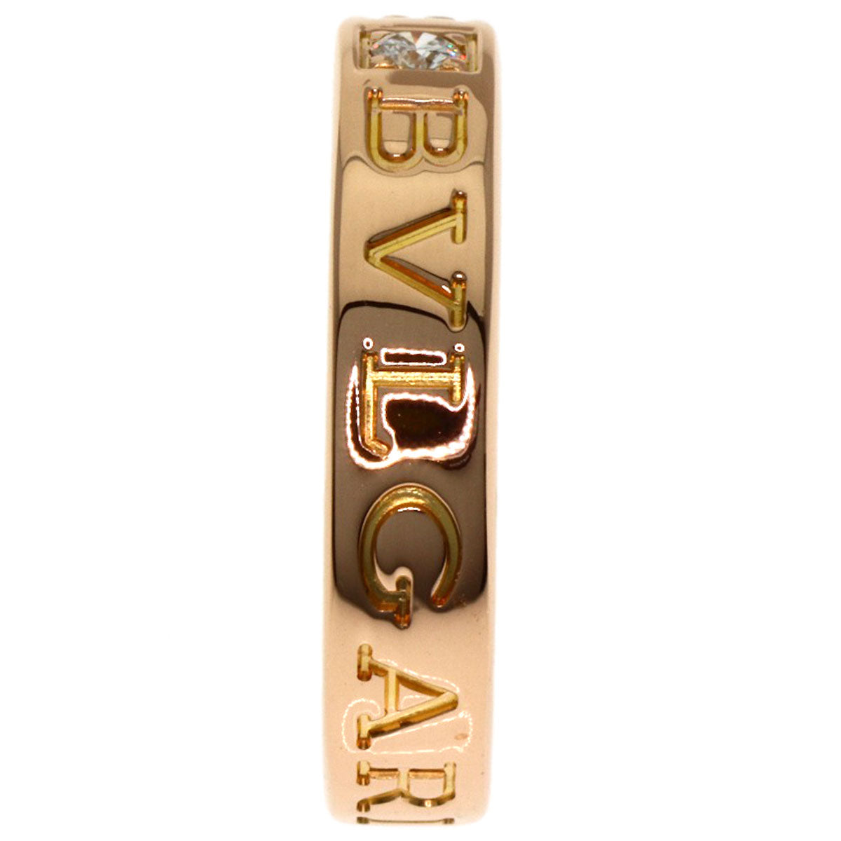BVLGARI Double logo 1P Diamond Ring K18 Pink Gold Ladies [Used]