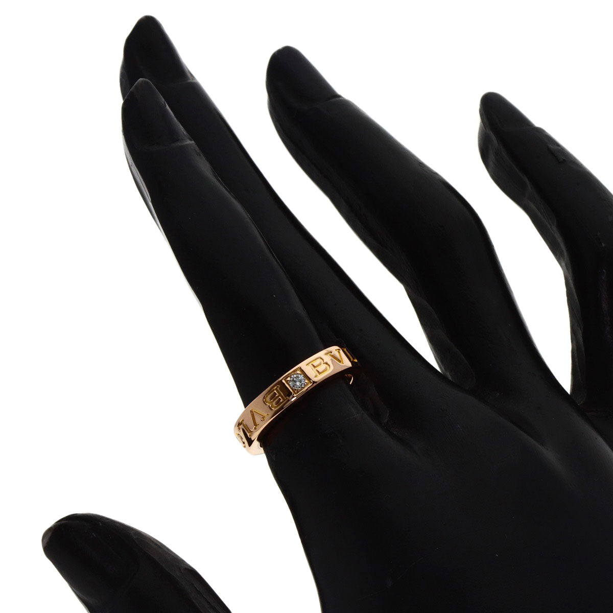 BVLGARI Double logo 1P Diamond Ring K18 Pink Gold Ladies [Used]