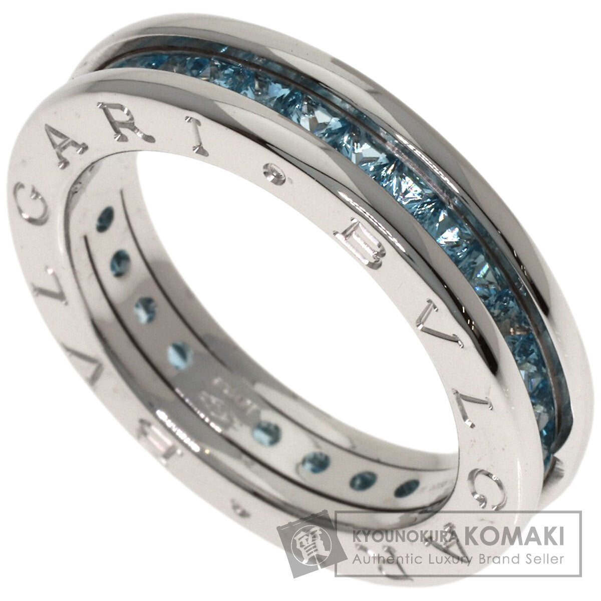 BVLGARI B.zero1 1-band Blue Topaz #52 Ring K18 White Gold Ladies [Used]