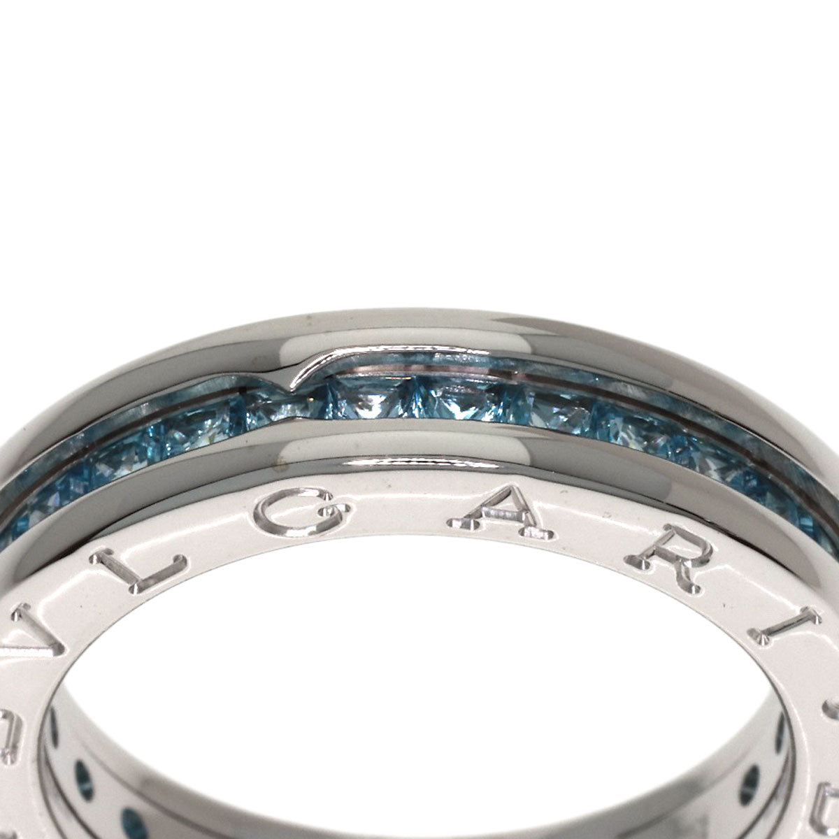 BVLGARI B.zero1 1-band Blue Topaz #52 Ring K18 White Gold Ladies [Used]