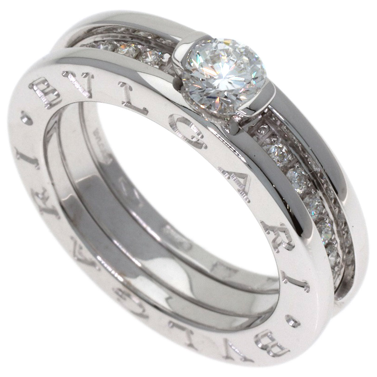 BVLGARI B.zero1 1-band Solitaire Half Diamond #47 Ring K18 White Gold Ladies [Used]