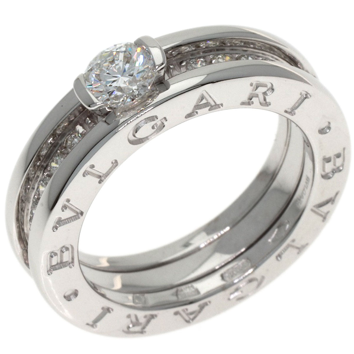 BVLGARI B.zero1 1-band Solitaire Half Diamond #47 Ring K18 White Gold Ladies [Used]