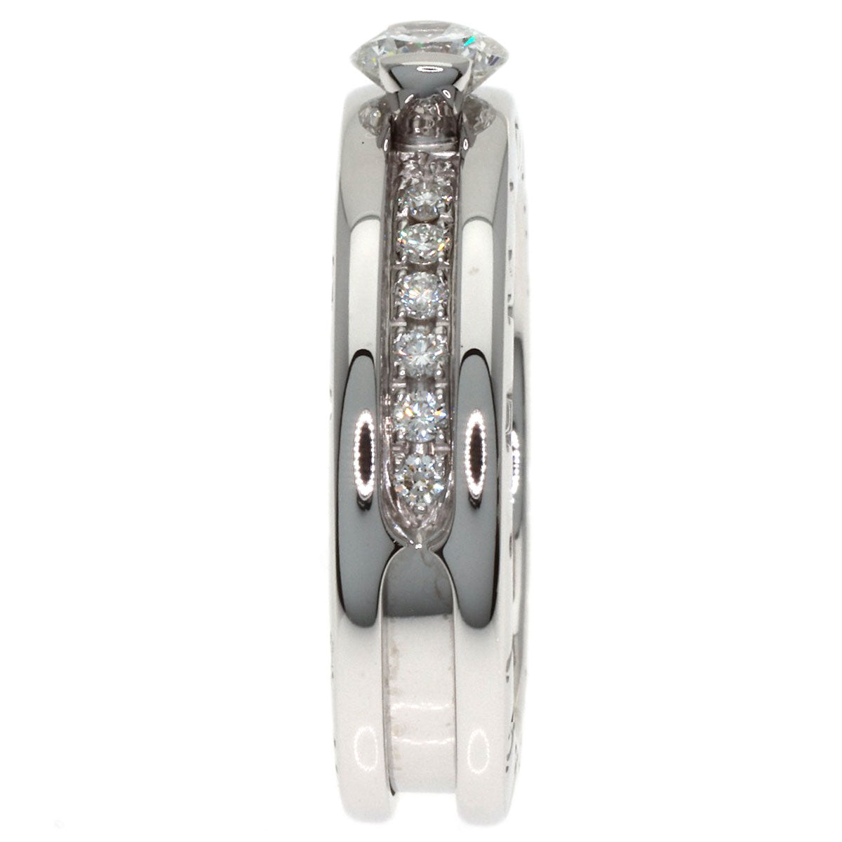 BVLGARI B.zero1 1-band Solitaire Half Diamond #47 Ring K18 White Gold Ladies [Used]