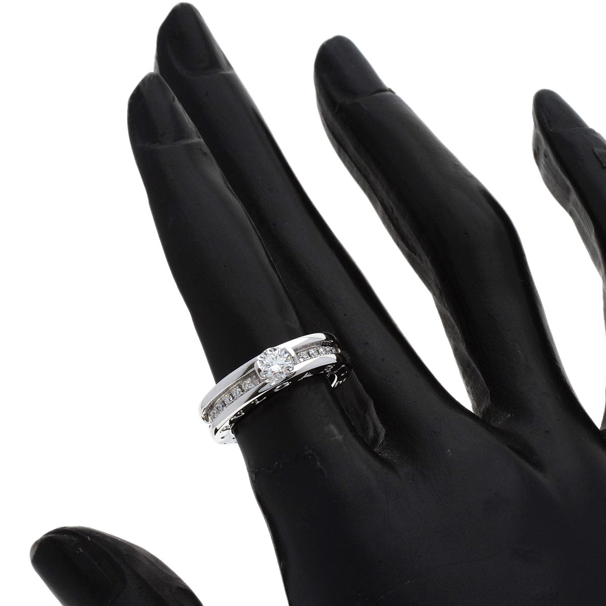 BVLGARI B.zero1 1-band Solitaire Half Diamond #47 Ring K18 White Gold Ladies [Used]