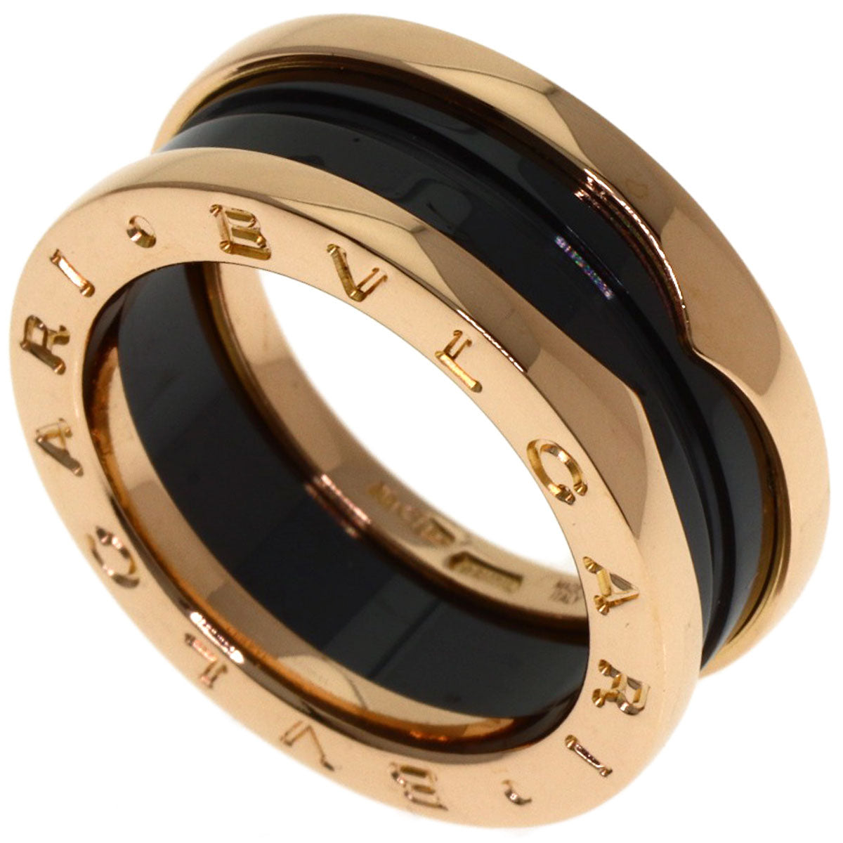 BVLGARI B.zero1 2-band Black Ceramic #51 Ring K18 Pink Gold Ladies [Used]