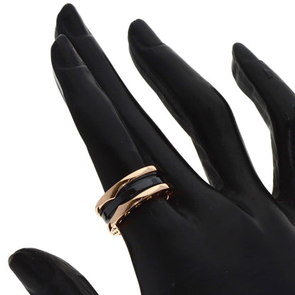 BVLGARI B.zero1 2-band Black Ceramic #51 Ring K18 Pink Gold Ladies [Used]