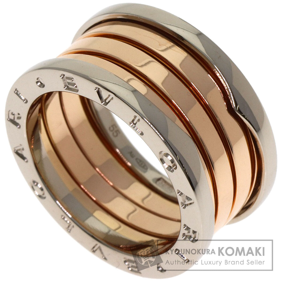 BVLGARI B.zero1 4 band #55 Ring K18 White Gold 18K Pink GoldLadies [Used]