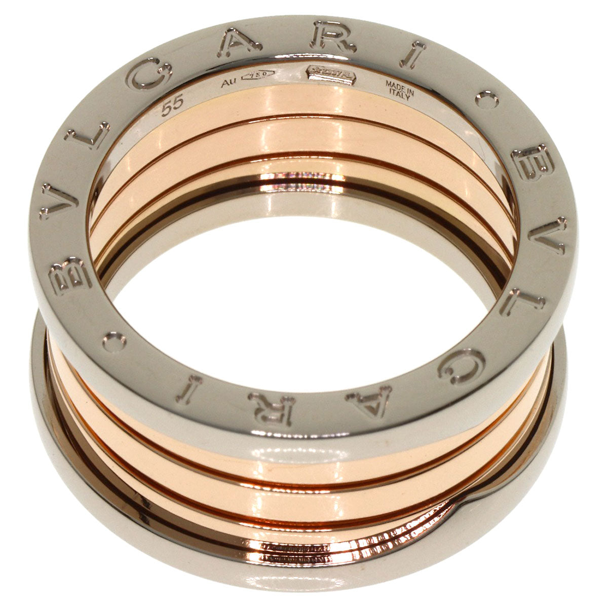 BVLGARI B.zero1 4 band #55 Ring K18 White Gold 18K Pink GoldLadies [Used]