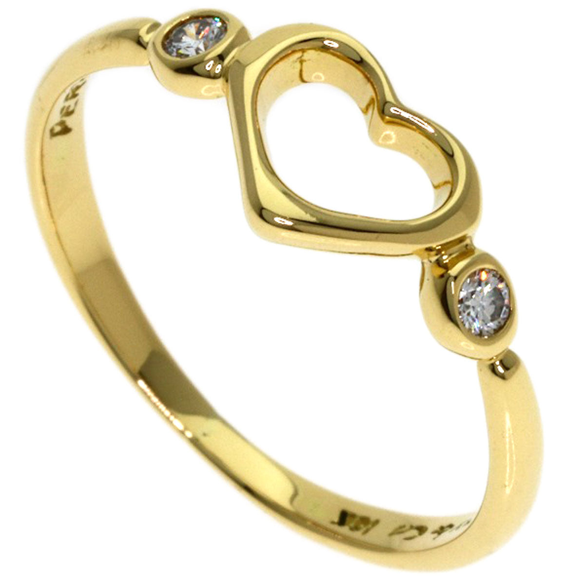 TIFFANY&Co. Open Heart 2P Diamond Ring K18 Yellow Gold Ladies [Used]