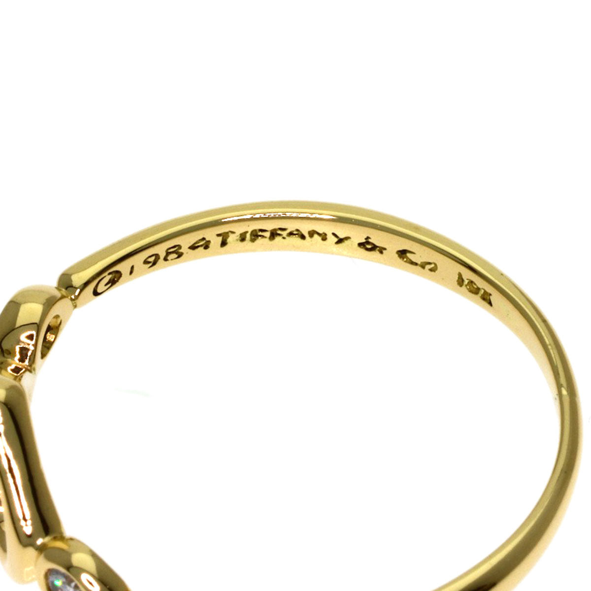 TIFFANY&Co. Open Heart 2P Diamond Ring K18 Yellow Gold Ladies [Used]