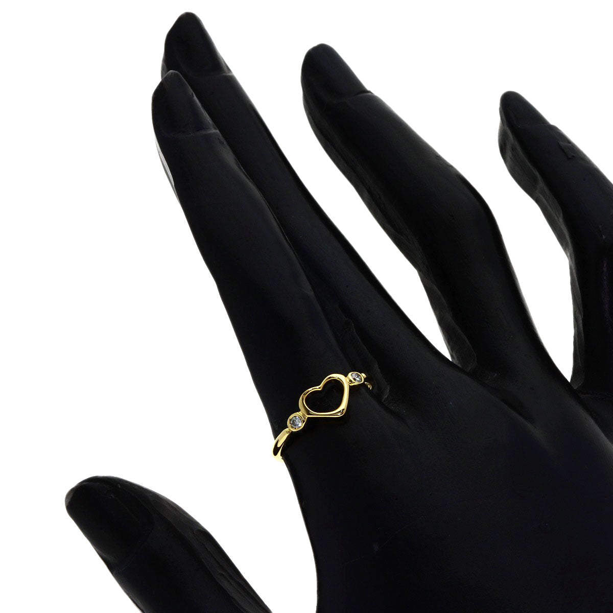 TIFFANY&Co. Open Heart 2P Diamond Ring K18 Yellow Gold Ladies [Used]