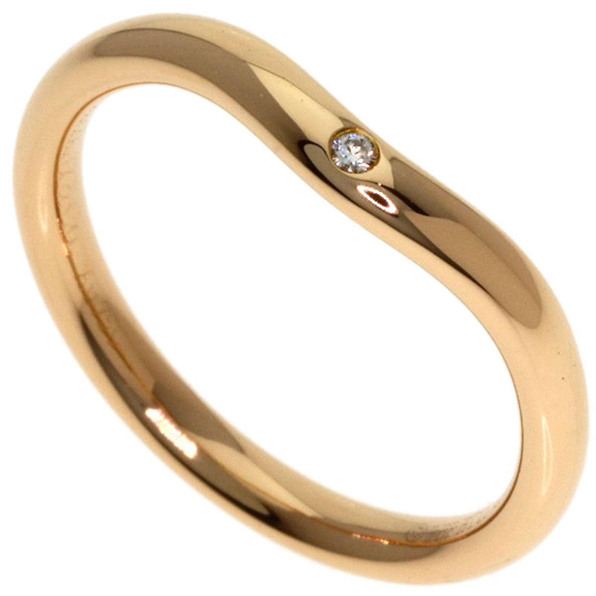 TIFFANY&Co. Curved Band 1P Diamond Ring K18 Pink Gold Ladies [Used]