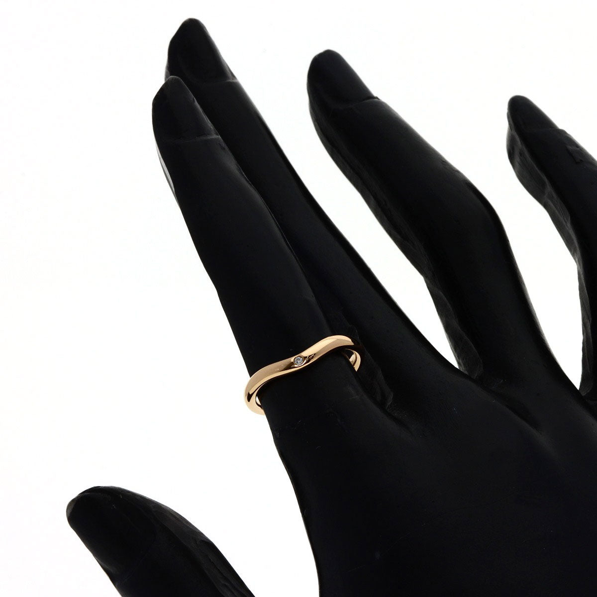 TIFFANY&Co. Curved Band 1P Diamond Ring K18 Pink Gold Ladies [Used]