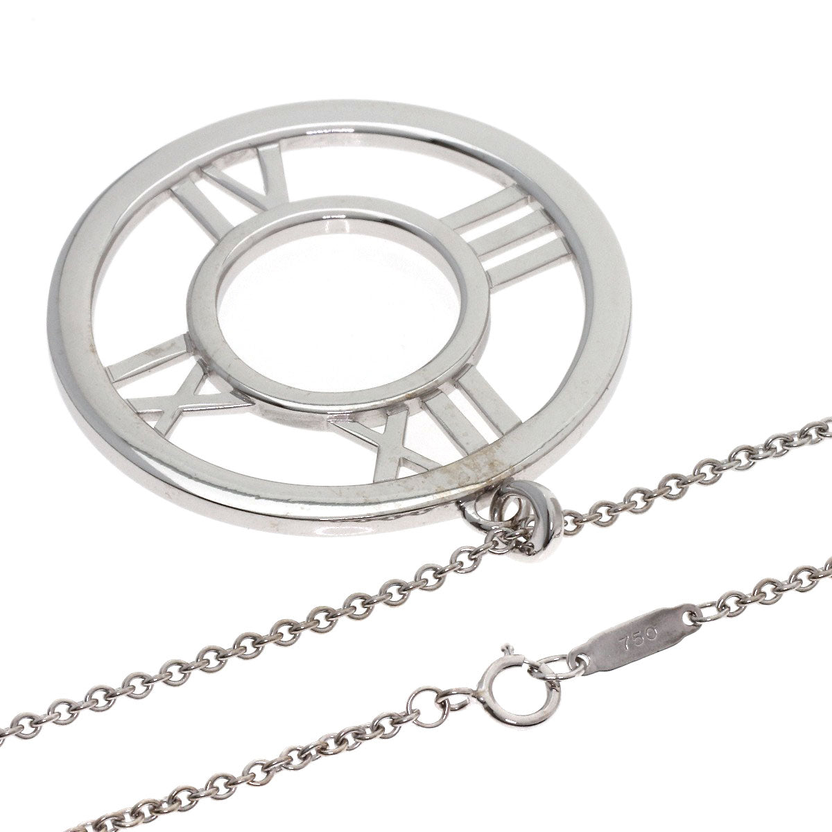 TIFFANY&Co. Atlas Open Medallion Necklace K18 White Gold Ladies [Used]