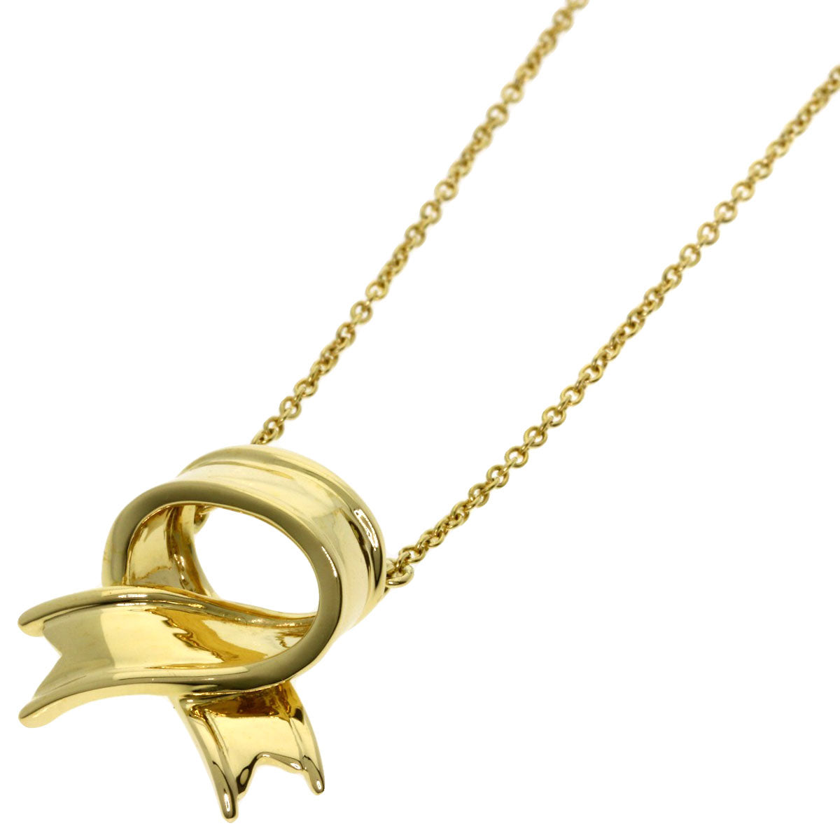 TIFFANY&Co. ribbon Necklace K18 Yellow Gold Ladies [Used]