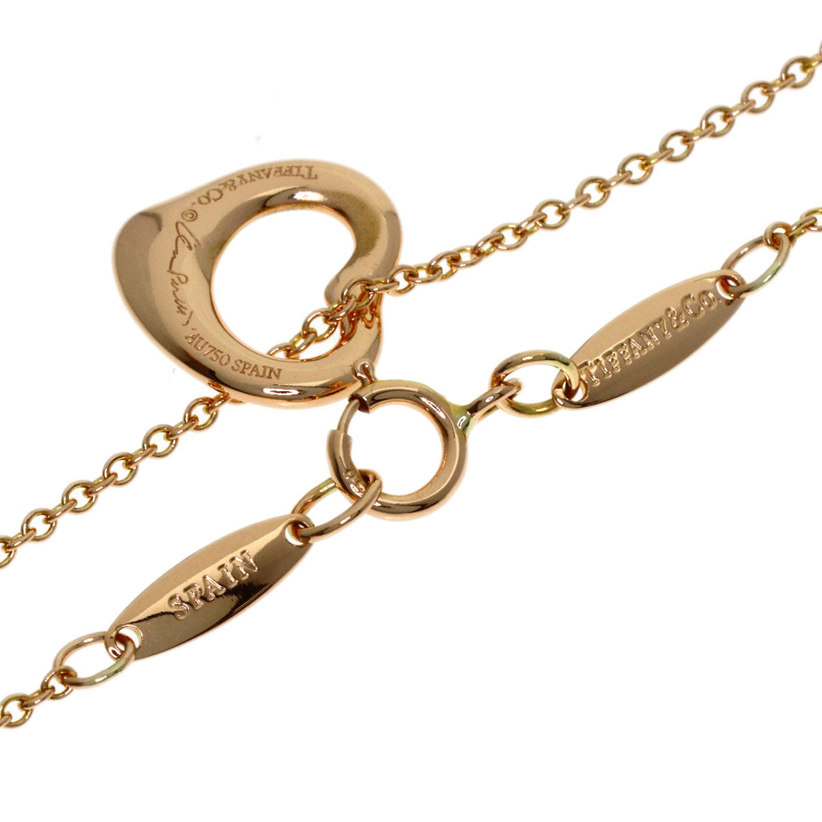 TIFFANY&Co. Open heart Necklace K18 Pink Gold Ladies [Used]