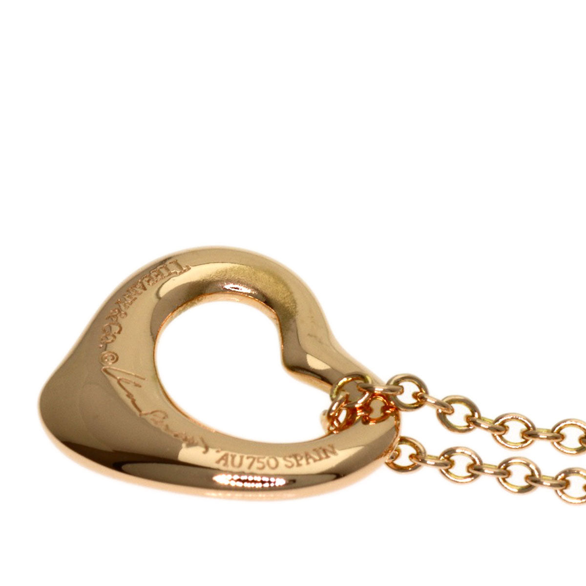 TIFFANY&Co. Open heart Necklace K18 Pink Gold Ladies [Used]