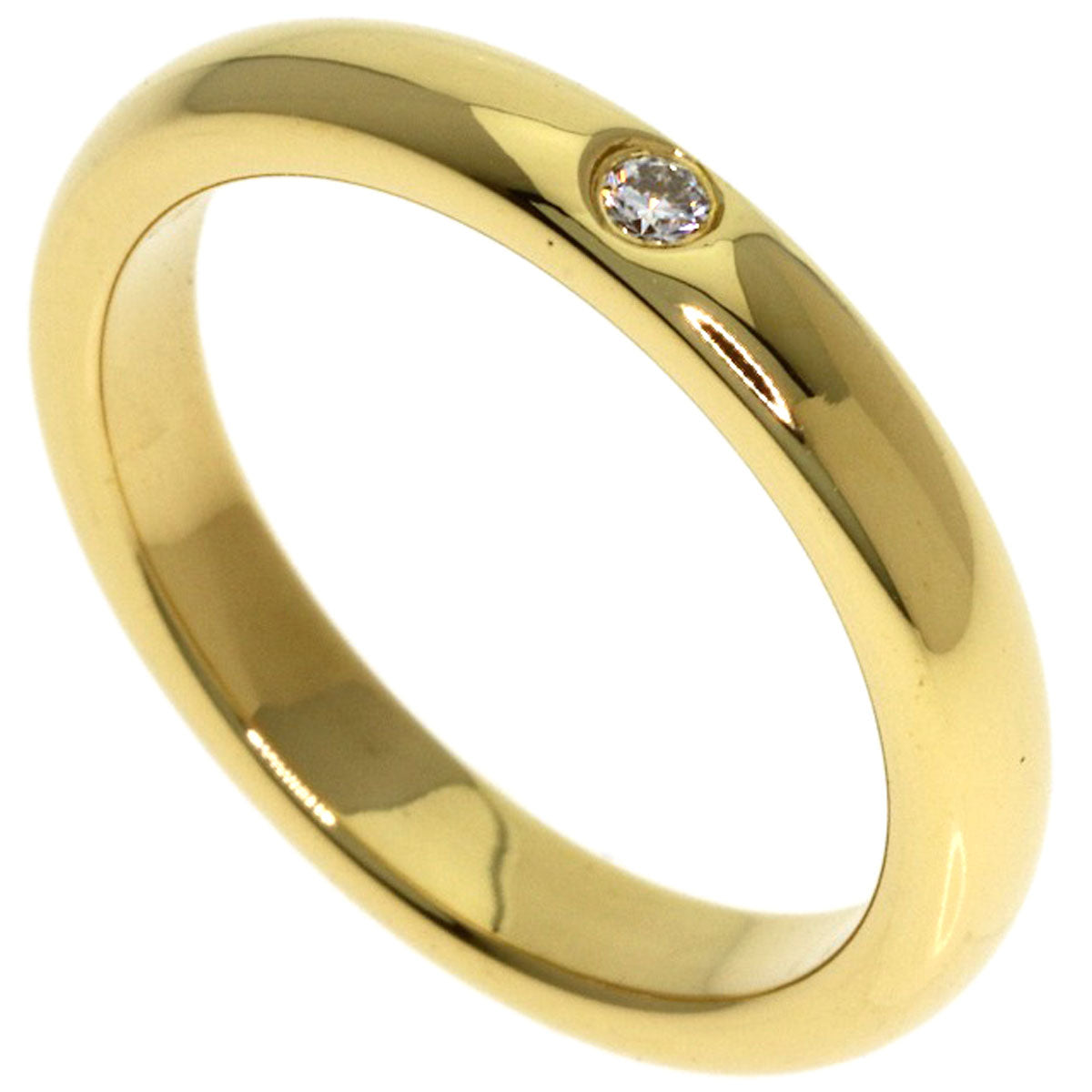 TIFFANY&Co. Stacking Band 1P Diamond Ring K18 Yellow Gold Ladies [Used]