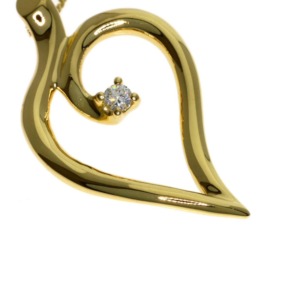 TIFFANY&Co. Leaf Heart Diamond Necklace K18 Yellow Gold Ladies [Used]