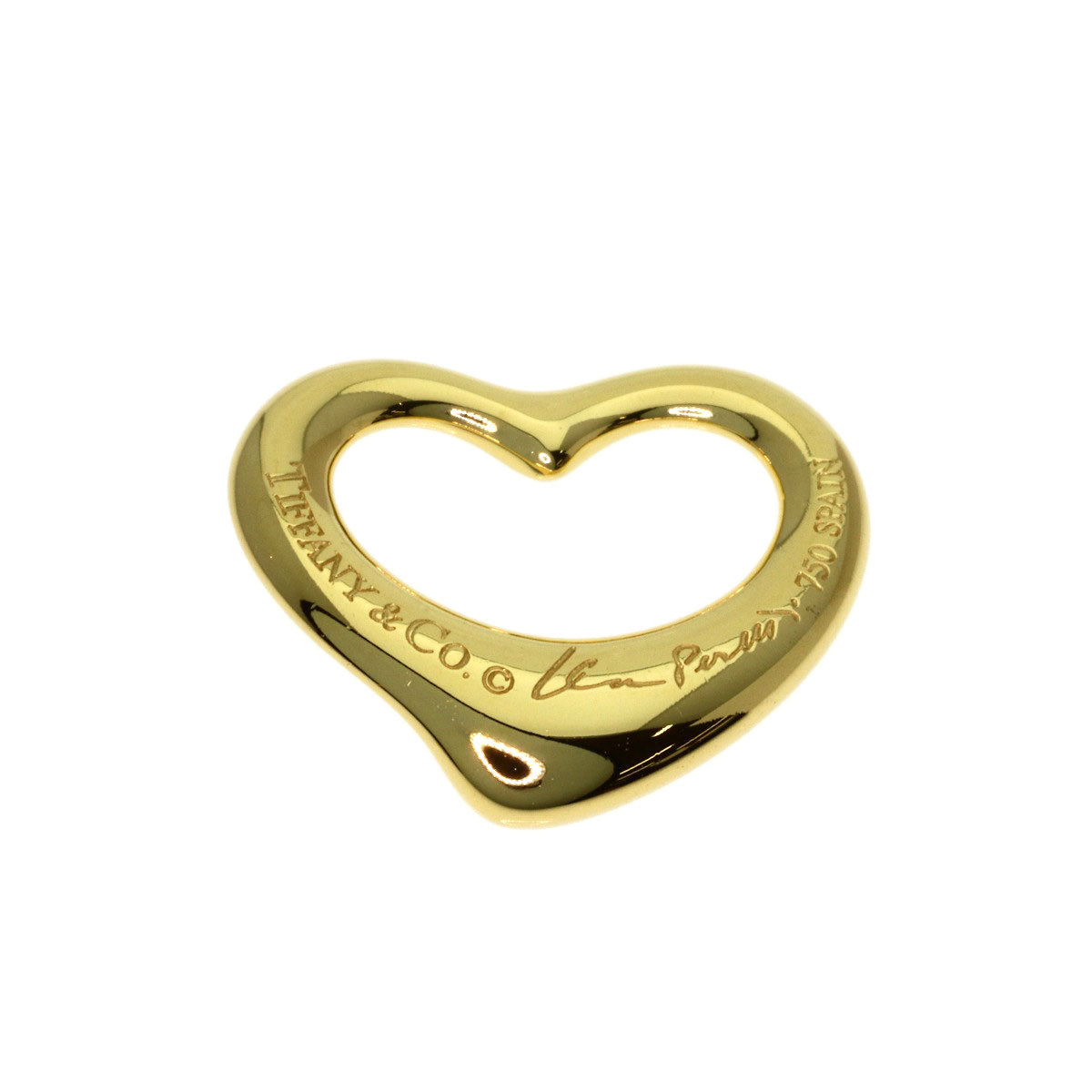 TIFFANY&Co. Open Heart Diamond Pendant top K18 Yellow Gold Ladies [Used]