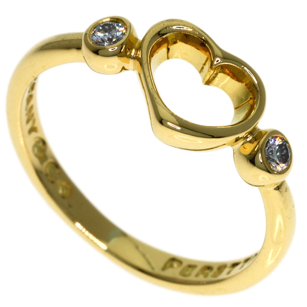 TIFFANY&Co. Open Heart 2P Diamond Ring K18 Yellow Gold Ladies [Used]